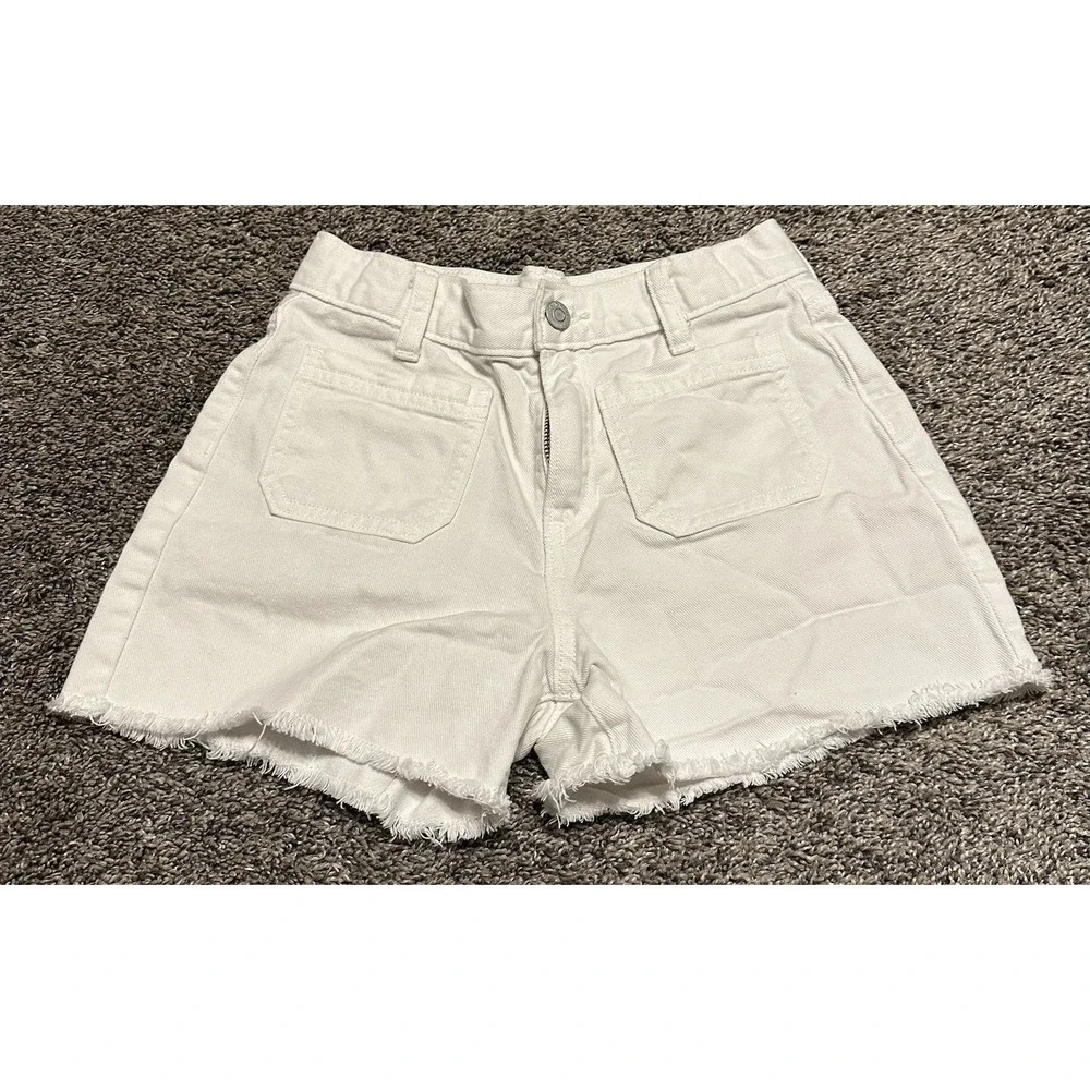 Old Navy Girls Denim Shorts - 12 - White - Adjustable Waist